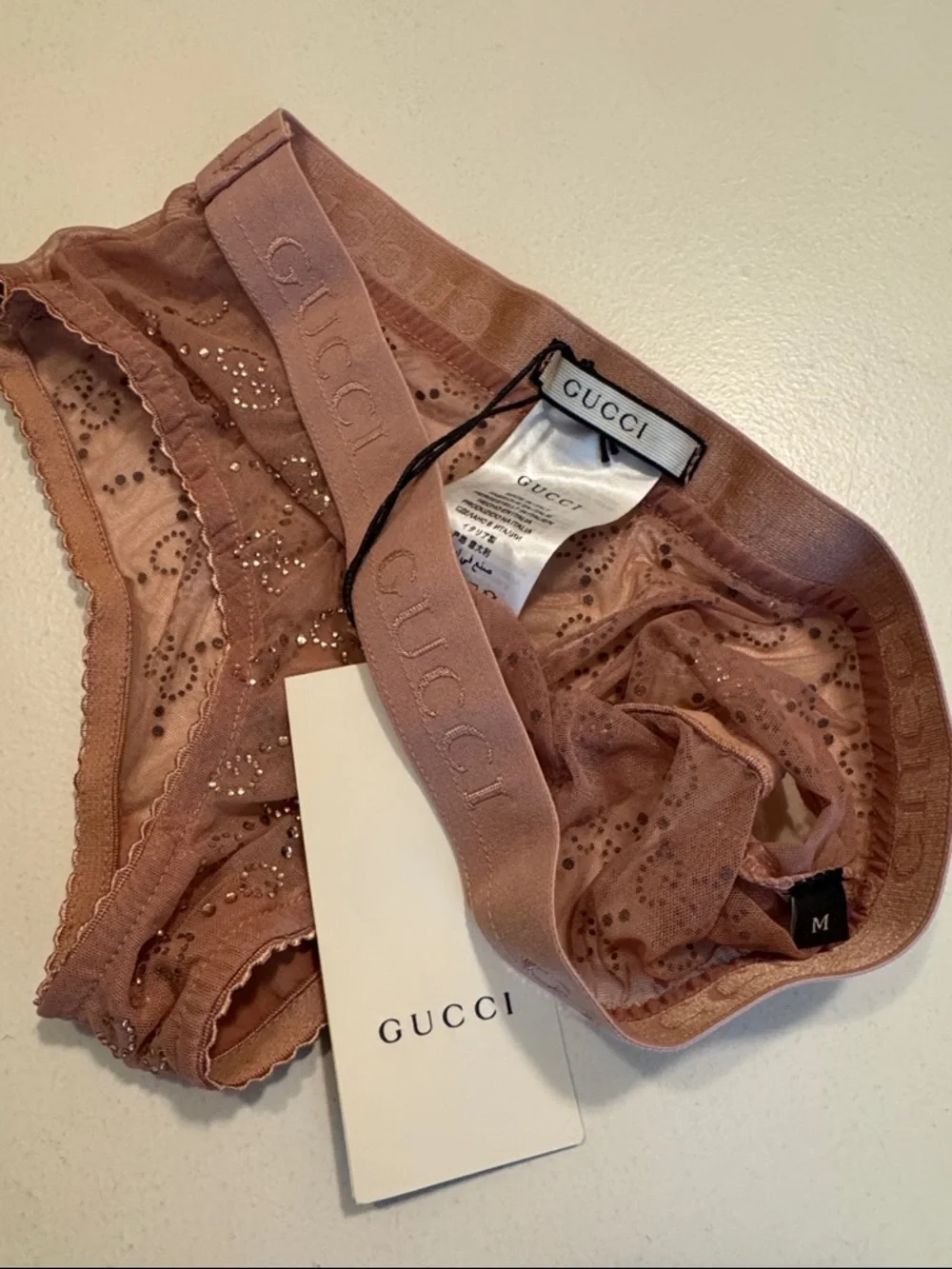 Gucci tulle Nude Blush Crystal panty Lingerie medium - Picture 5 of 5